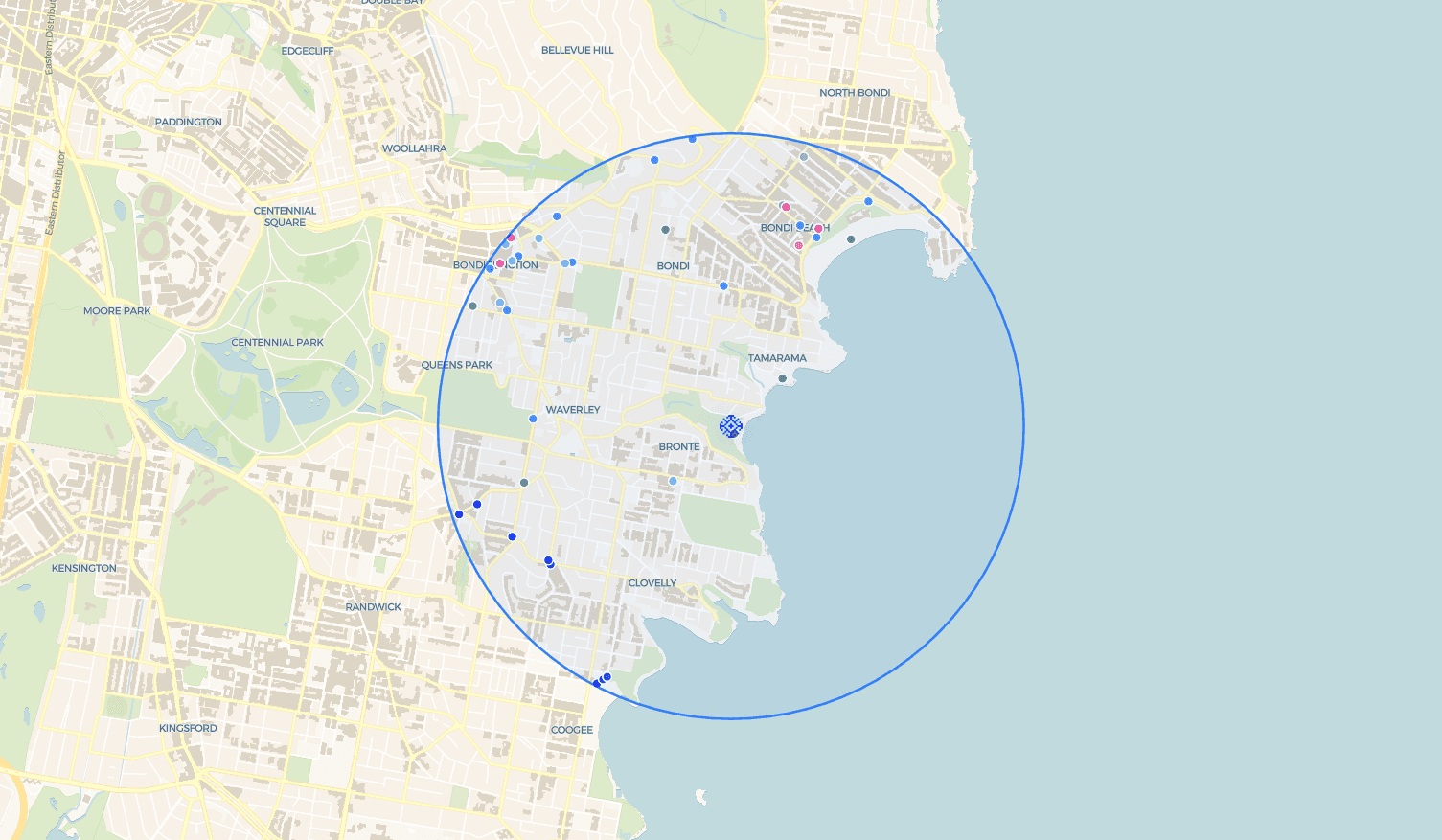 Radius, time and day controls within Orbit software platform